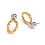 Gold & Silver / 1 Pair Simple Series Classic Geometric Stainless Steel  Gold Color Women's Earrings Picture3